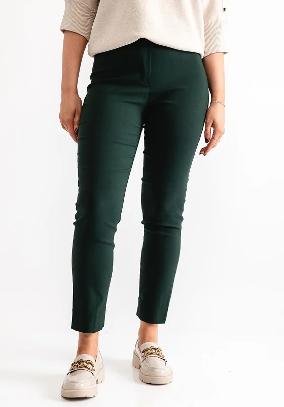 Robell Rose 09 Ankle Grazer Trousers, Forest Green Trousers Silk Elegant