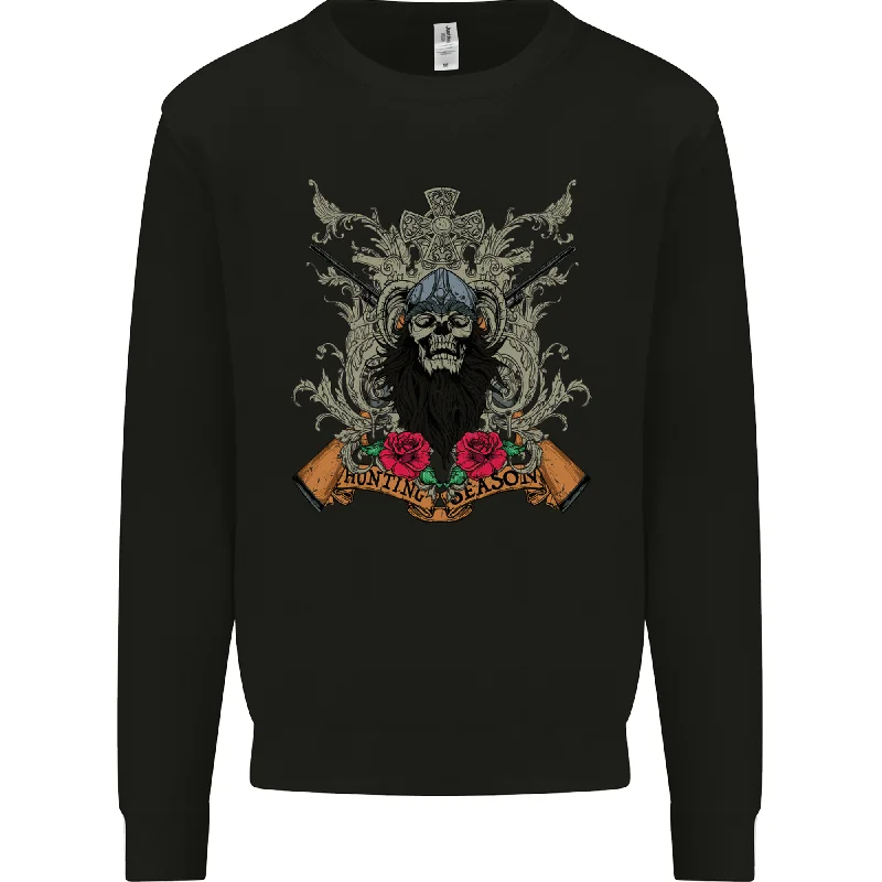 Hunting Season Hunter Skull Hunt Mens Sweatshirt Jumper Hoodie with Tied Waist Feminine Flattering