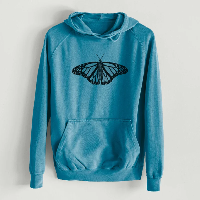 Danaus plexippus - Monarch Butterfly  - Mid-Weight Unisex Vintage 100% Cotton Hoodie Hoodie with Cuffed Sleeves Snug Secure
