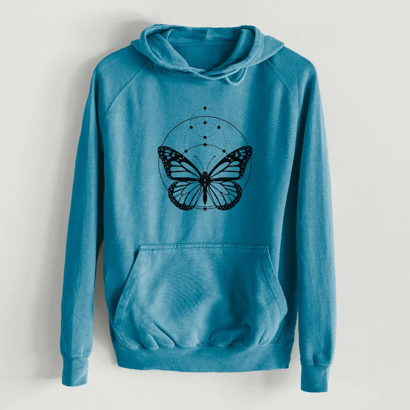 Monarch Symmetry  - Mid-Weight Unisex Vintage 100% Cotton Hoodie Hoodie with Embroidery Detailed Premium
