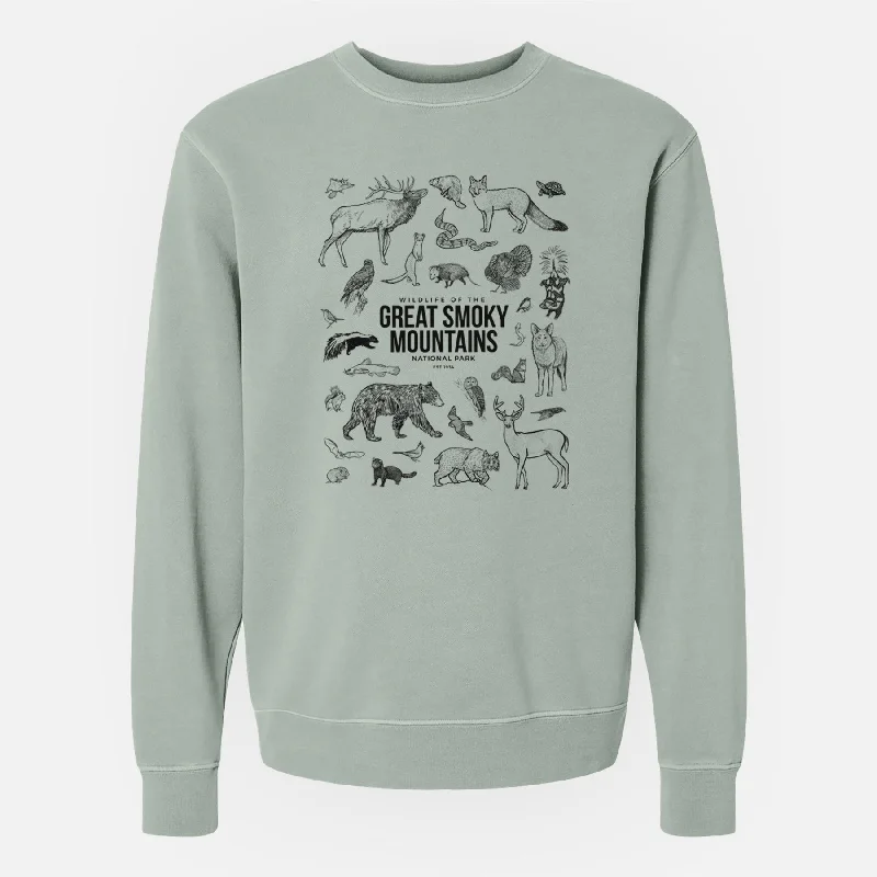 Wildlife of the Great Smoky Mountains National Park - Unisex Pigment Dyed Crew Sweatshirt Hoodie with Hidden Zipper Minimalist Clean