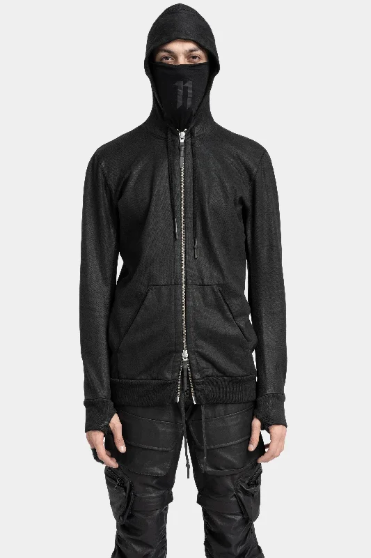 Z2B - Hooded zip up sweater, Coated Fleece Sweater Nylon Polyester