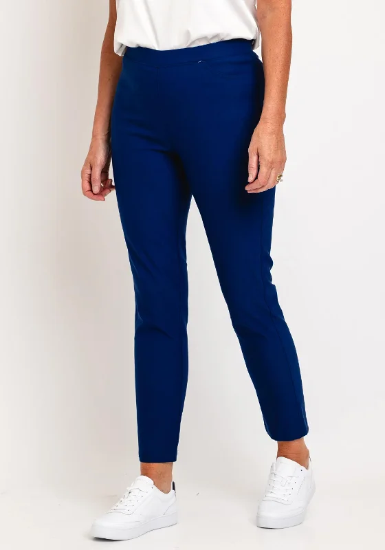 Natalia Collection High Waist Slim Leg Trouser, Midnight Cobalt Trousers Designer Luxury