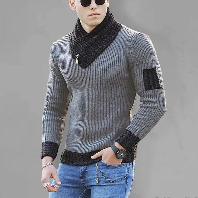 Plus Size Turtleneck Sweater Pullover Men Fitted Loose Oversized
