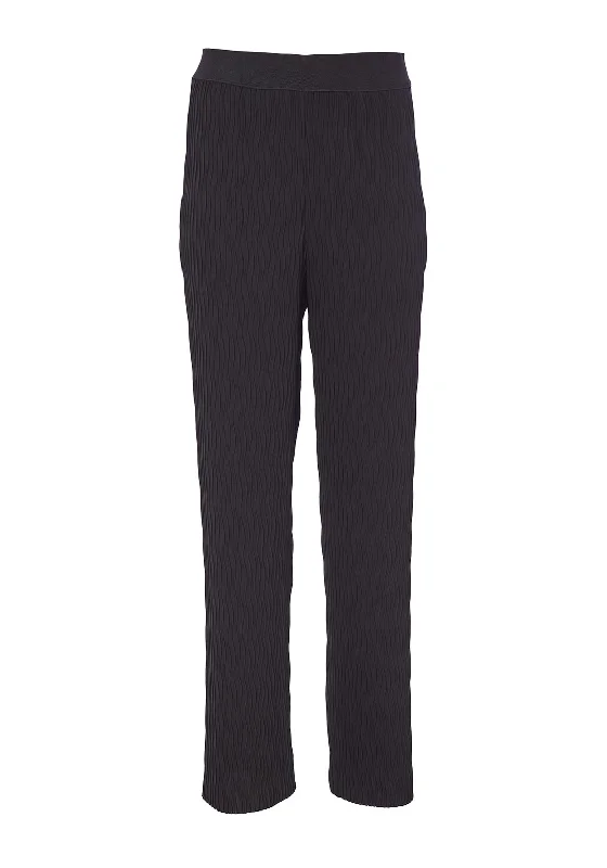 Ora Elastic Waist Pleated Straight Leg Trouser, Black Trousers Custom Made