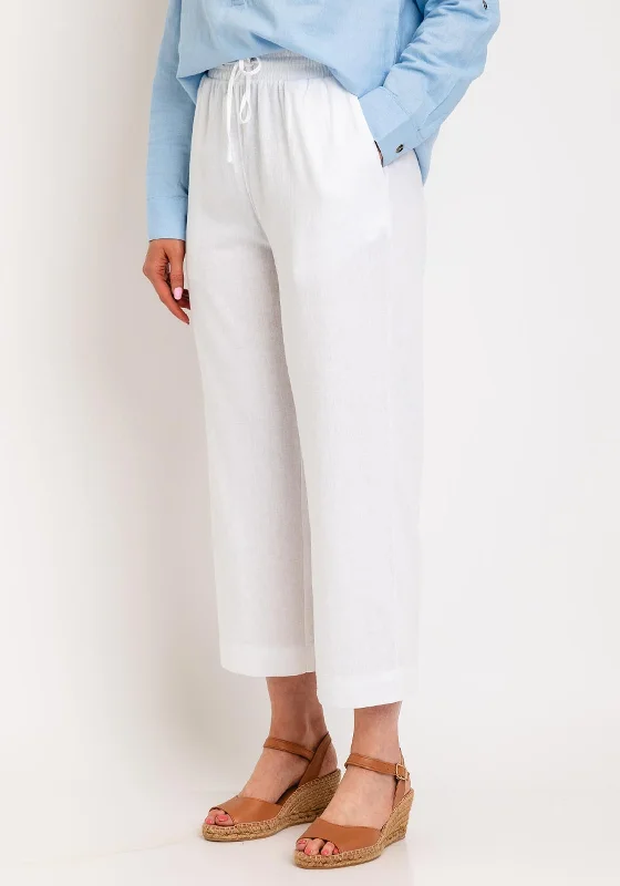 Freequent Lava Linen Cropped Trousers, Brilliant White Skinny Trousers Denim Stretchy