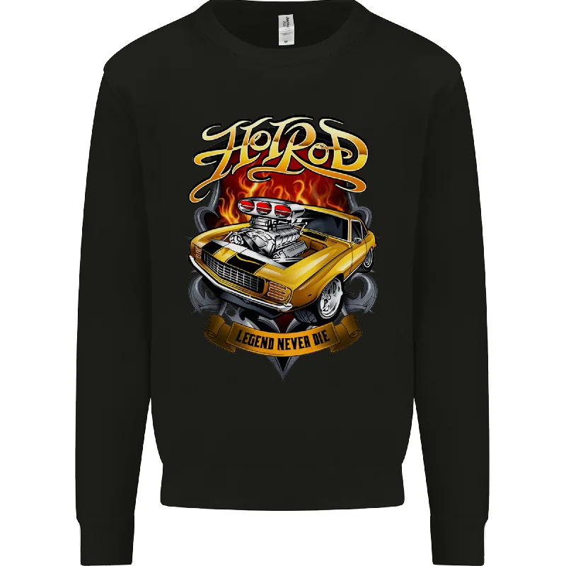 Hotrod Legend Hot Rod Dragster Car Mens Sweatshirt Jumper Hoodie with Camouflage Military Edgy