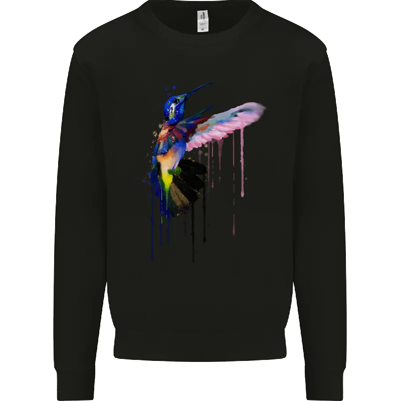 Hummingbird Watercolour Bird Mens Sweatshirt Jumper Hoodie with Raglan Sleeves Sporty Comfortable