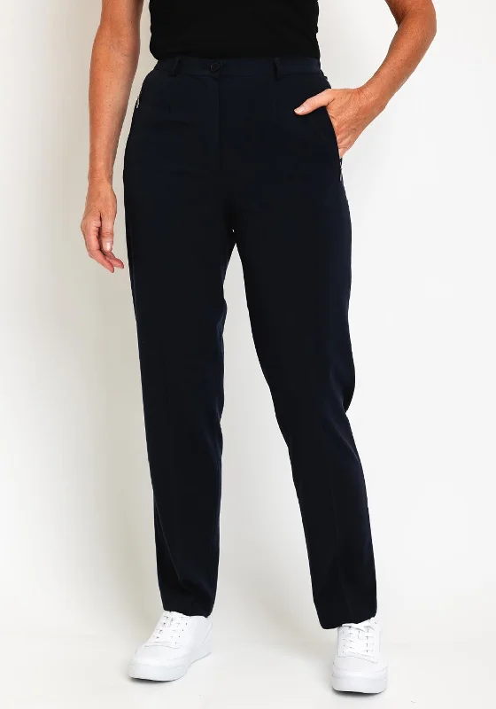 Robell Sahra Full Length Slim Fit Trouser, Navy Trousers Trousers Formal