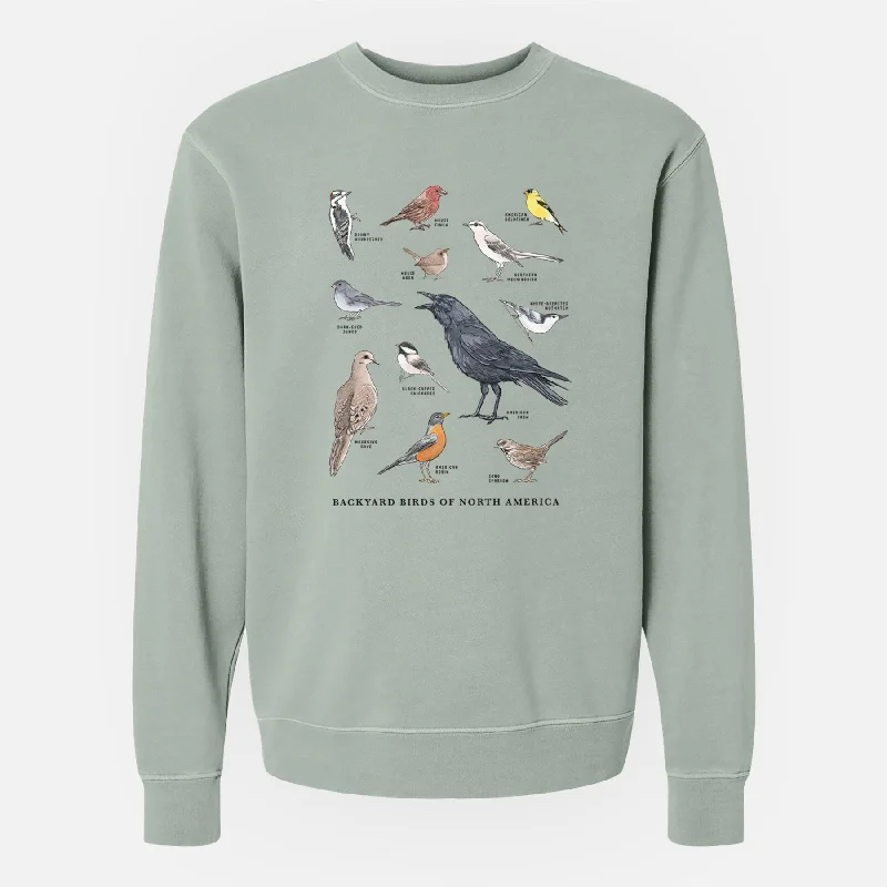 Common Backyard Birds of North America - Unisex Pigment Dyed Crew Sweatshirt Hoodie with Pocket Utility Practical