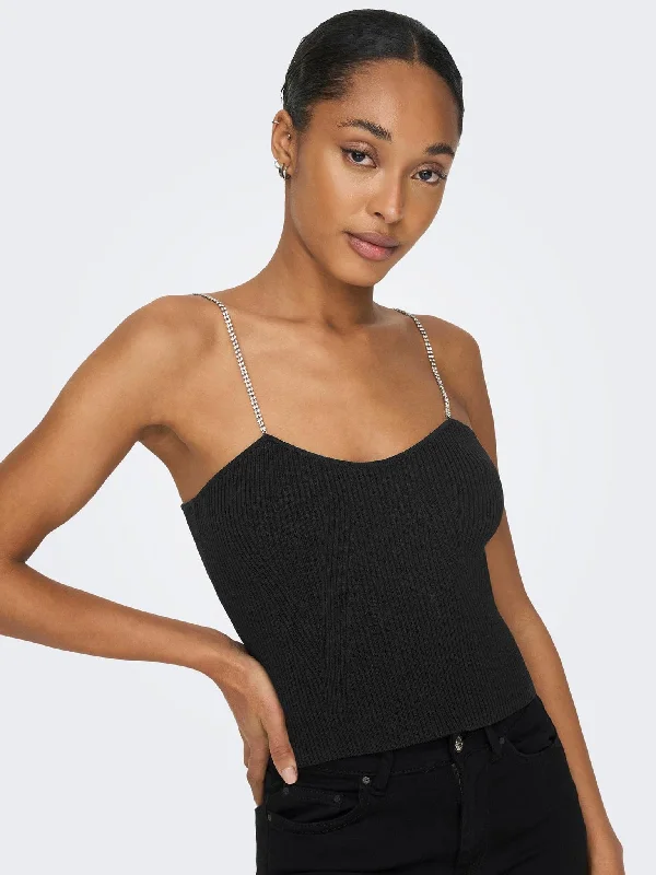 Γυναικείο crop top με στρας ONLMOON SL BLING TOP 15287275 | 15287275 Graphic Embroidered Appliqued