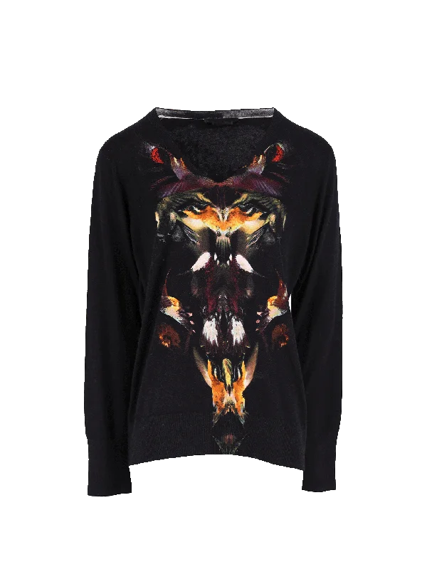abstract print v-neck jumper Open Front Closed Front Wrap Front