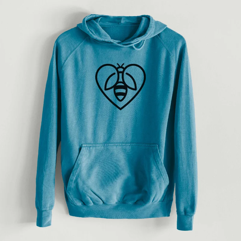 Bee Heart Icon  - Mid-Weight Unisex Vintage 100% Cotton Hoodie Hoodie with Hem Lace Feminine Delicate