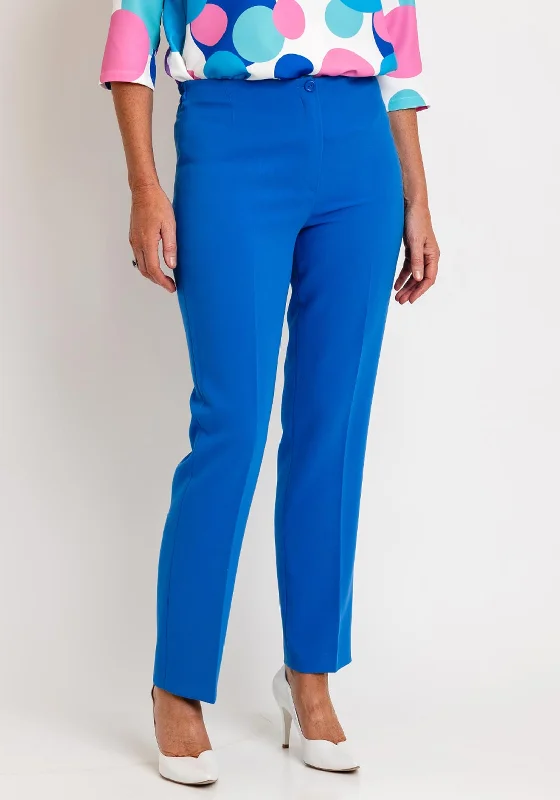Via Veneto Sarah Tailored Slim Trousers, Cornflower High Waist Slim Fit Ankle Length