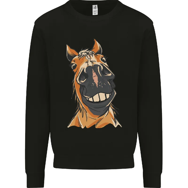 Horse Chops Equestrian Riding Mens Sweatshirt Jumper Hoodie with Set-In Sleeves Structured Classic