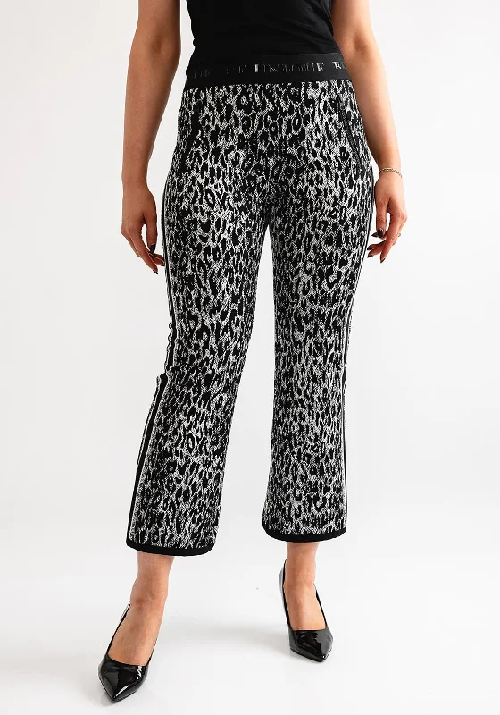 Robell Joella Leopard Knit Straight Leg Trousers, Black Trousers stylish modern