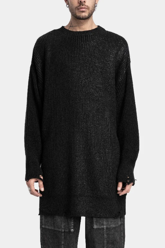Rib knitted front coated oversized sweater Sweater Knitwear Pullover