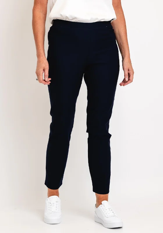 Natalia Collection High Waist Slim Leg Trouser, Navy Trousers Handmade Artisanal