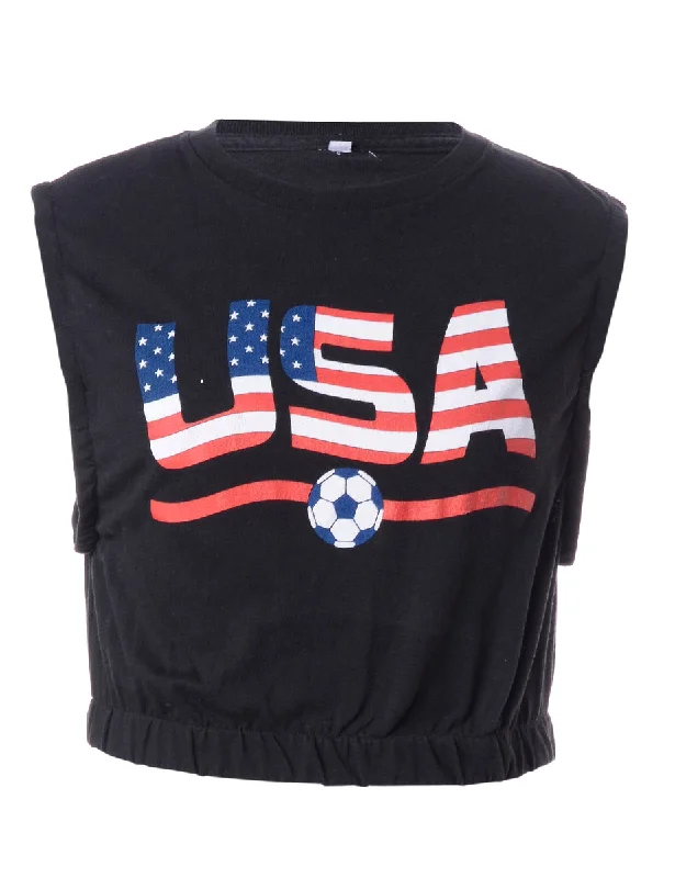 Label Sonia Sports Crop Top Welt Pockets Slit Pockets Flap Pockets