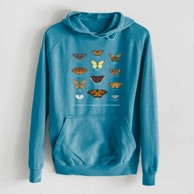 Common Butterflies of North America  - Mid-Weight Unisex Vintage 100% Cotton Hoodie Hoodie with Hem Patch Decorative Personalized