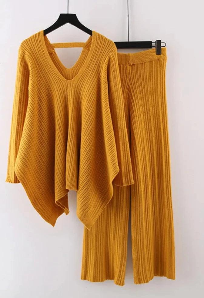 Irregular V-Neck Women Pants Sweater Set Wool Sweater Cotton Sweater Cashmere Sweater