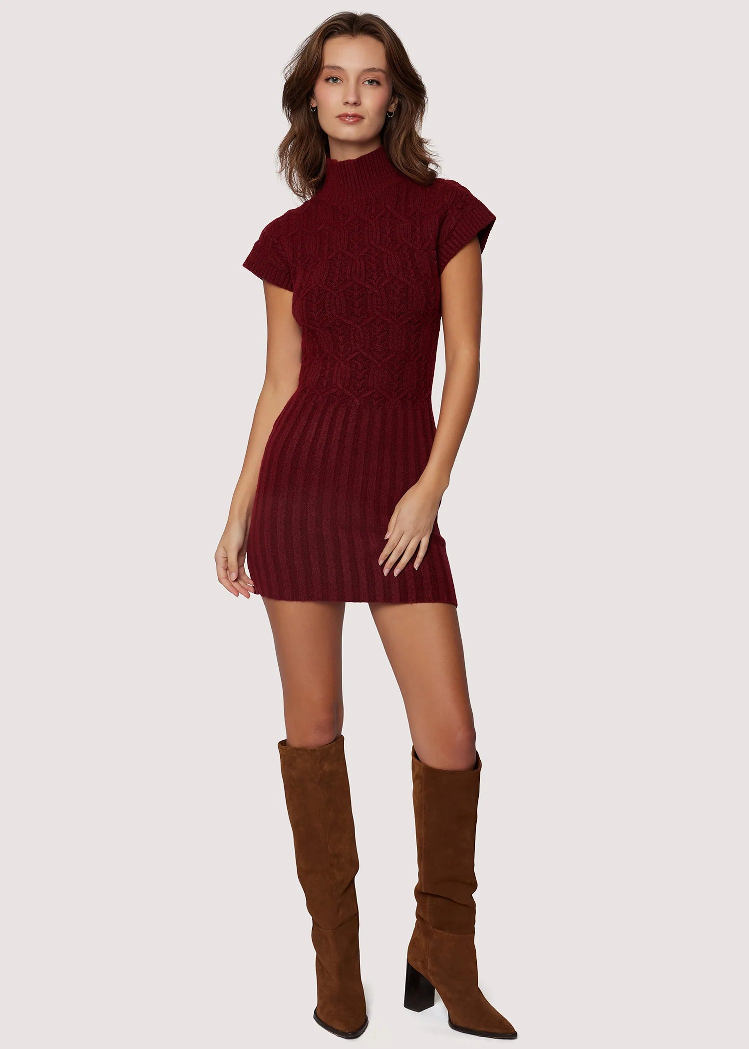 mock neck sleeveless sweater dress Chenille Blend Fleece Blend Nylon Blend