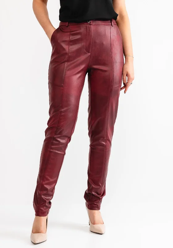 Eva Kayan Slim Leg Trousers, Wine Trousers Gym Athletic