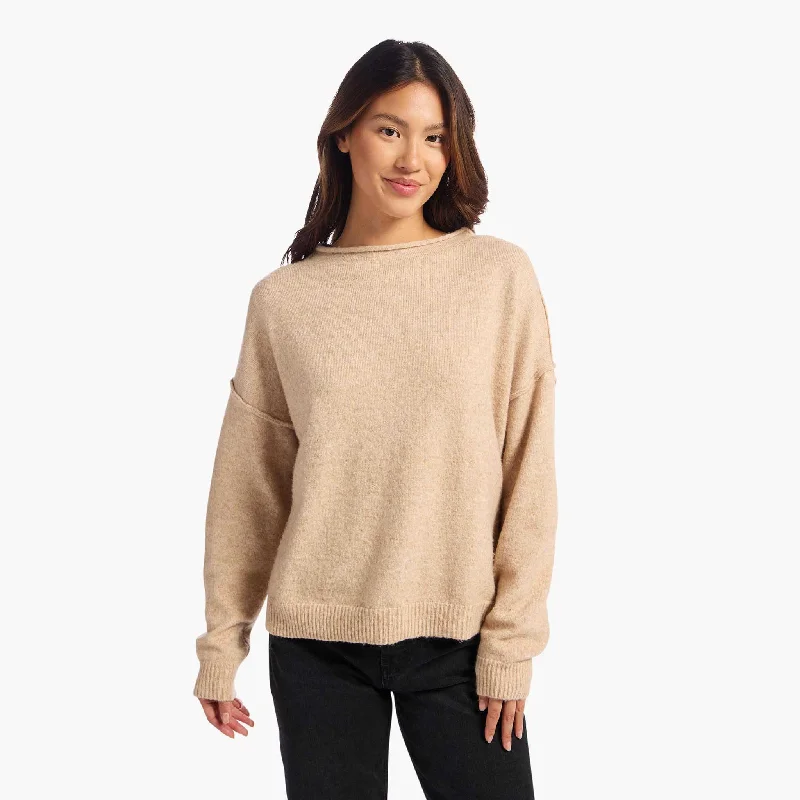 Cozy Knit Mock Neck Sweater | Heather Oat Machine Wash Dry Clean Hand Wash
