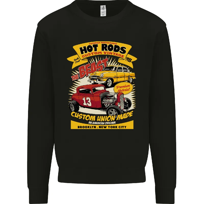 Hot Rod Custom Vintage Brooklyn New York City Mens Sweatshirt Jumper Hoodie with Ribbed Hem Stretchable Secure