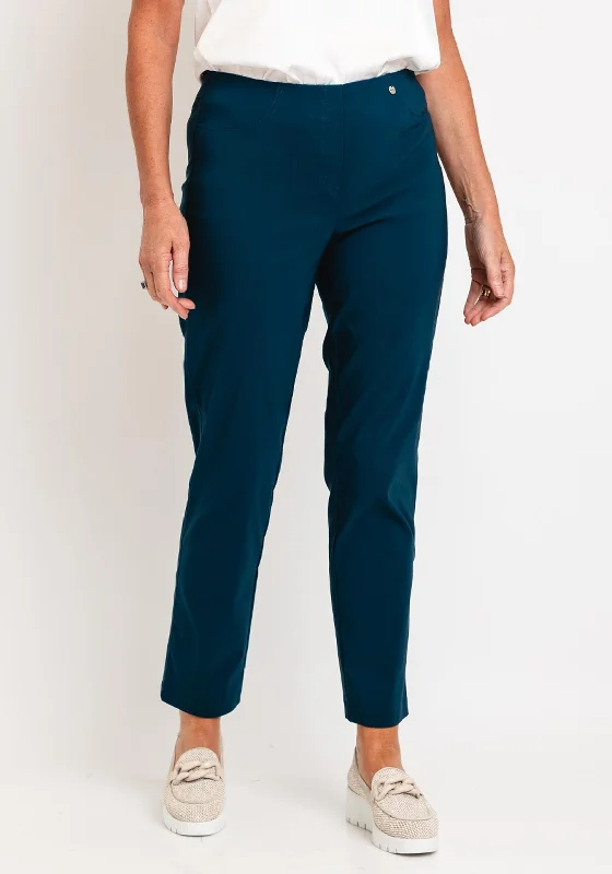 Robell Bella Full Length Stretch Trousers, Teal Trousers New Arrival