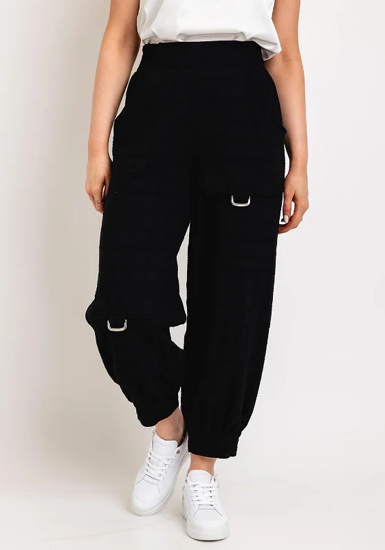 My Soul Pocket Detail Relaxed Textured Cuff Trousers, Black Trousers Seasonal Trendy
