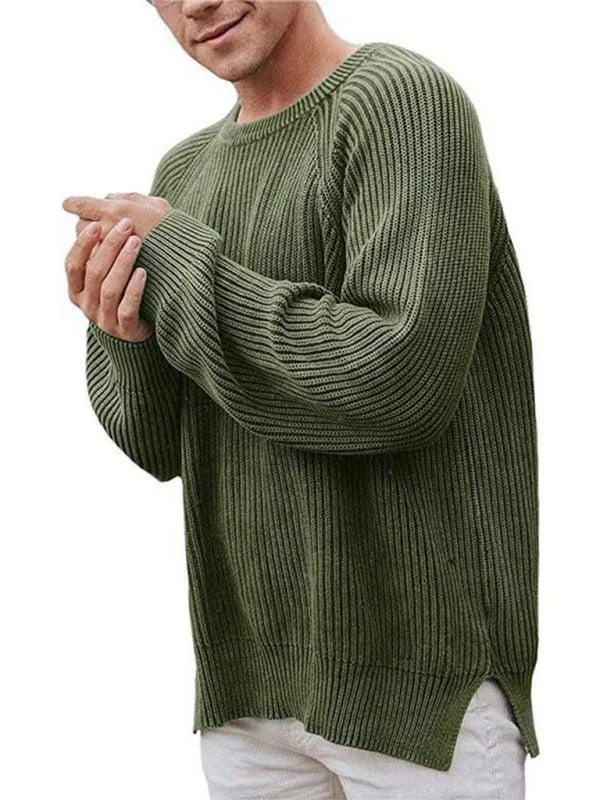 Oversize Loose Men Crew Neck Sweater Spandex Blend Rayon Blend Denim Blend