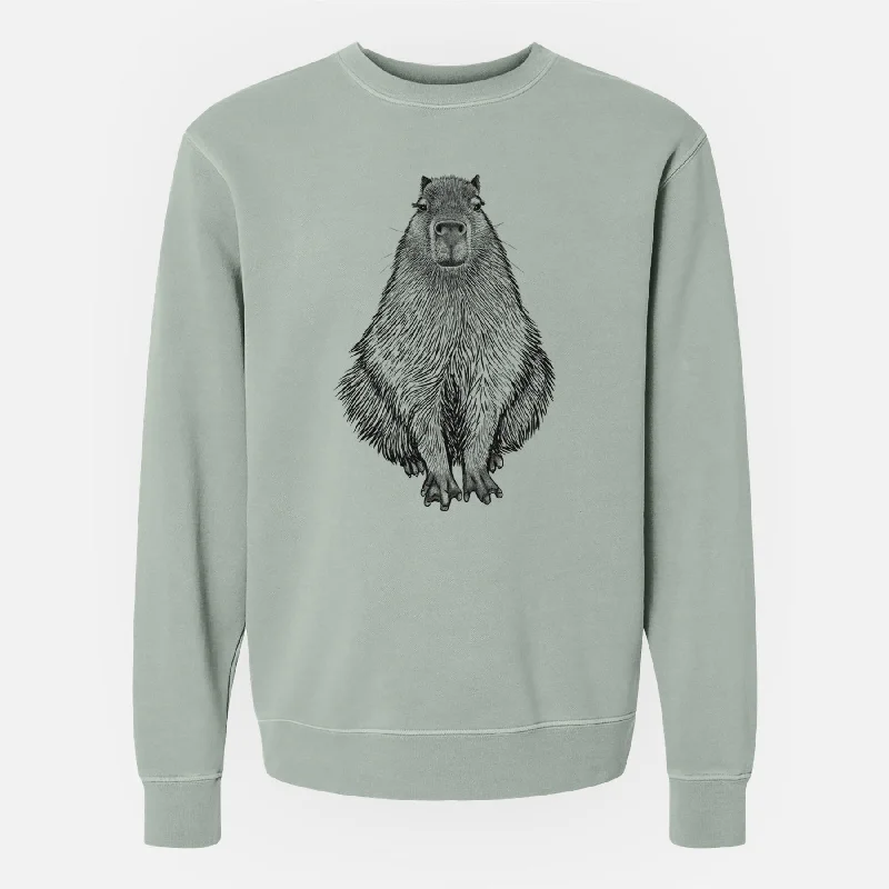 Capybara - Hydrochoerus hydrochaeris - Unisex Pigment Dyed Crew Sweatshirt Hoodie with Mock Neck Collared Structured