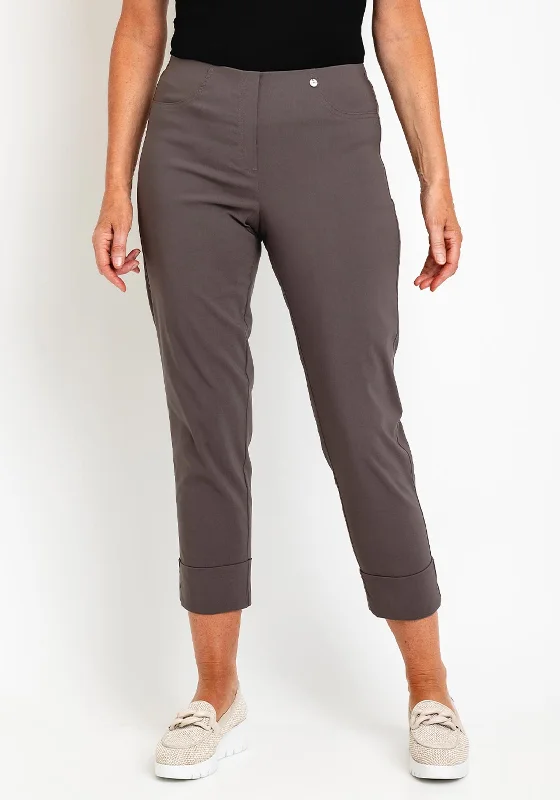 Robell Bella 09 Turn Up Ankle Grazer Trousers, Taupe Trousers Formal Black