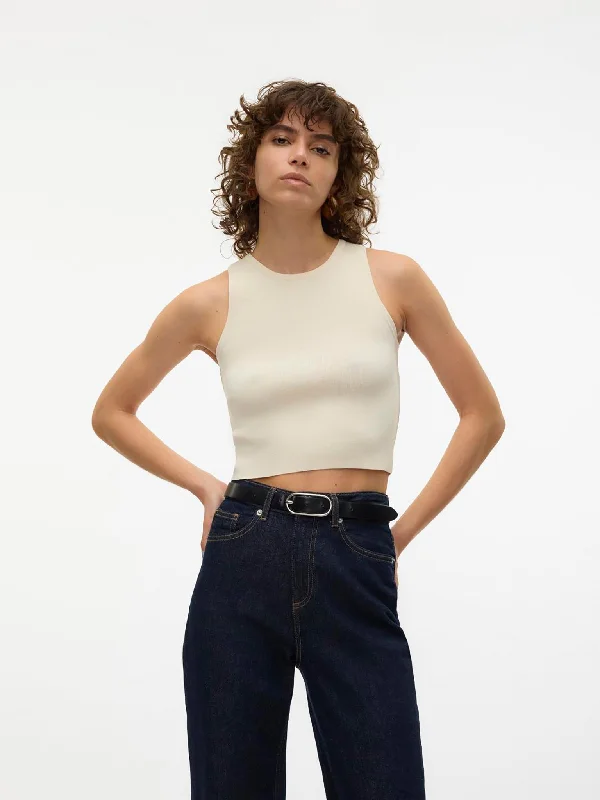 Γυναικείο top VMGINNY SL O-NECK CROP TOP NOOS 10300339 | 10300339 Handmade Hand-knitted Hand-woven