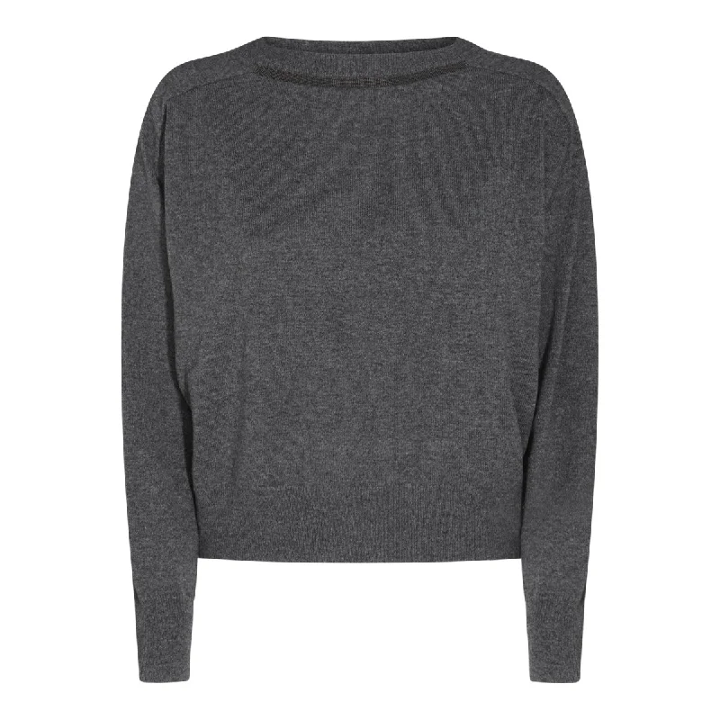 Brunello Cucinelli Sweaters Grey Denim Fabric Leather Fabric Suede Fabric