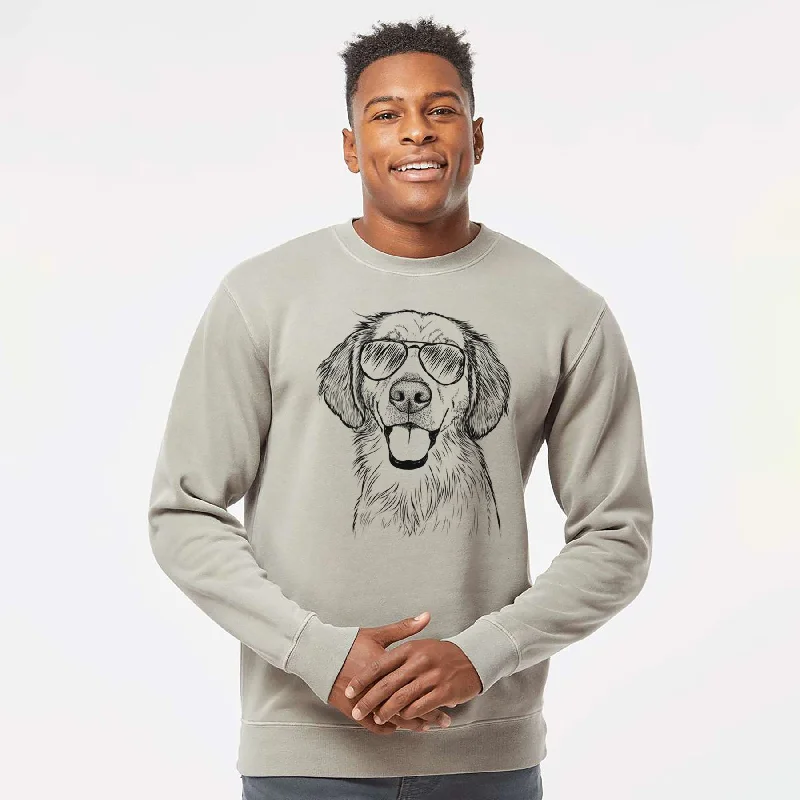 Aviator Riley the Golden Retriever - Unisex Pigment Dyed Crew Sweatshirt Hoodie with Cropped Fit Short Trendy