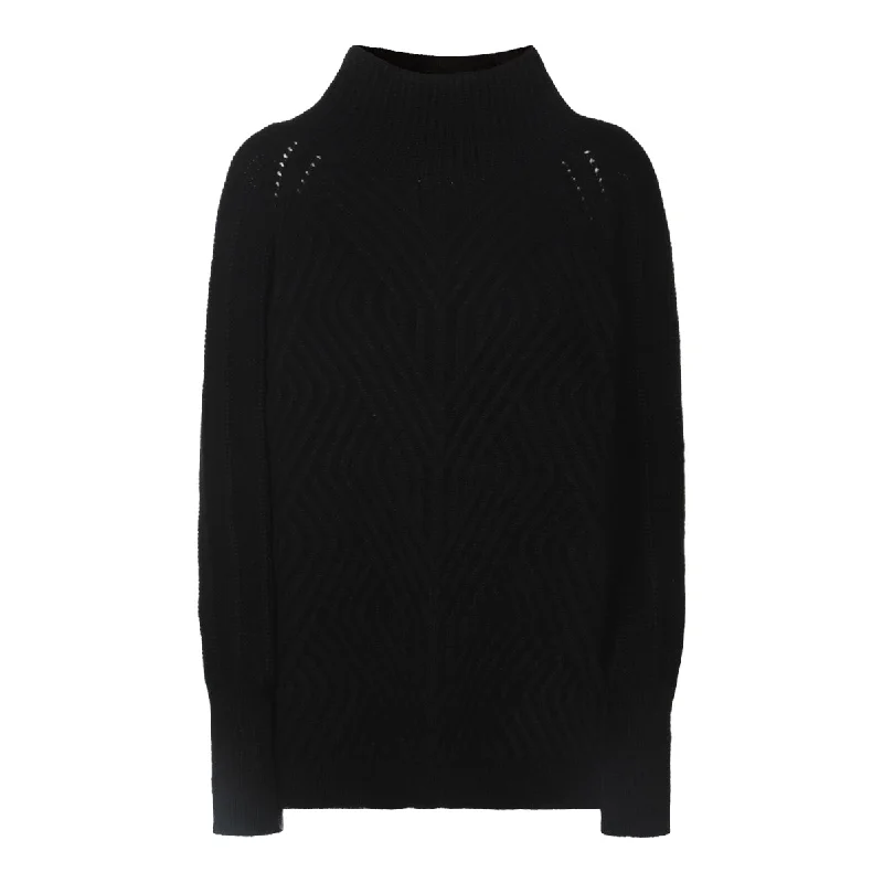 Malo Sweaters Black Print Jacquard Patchwork