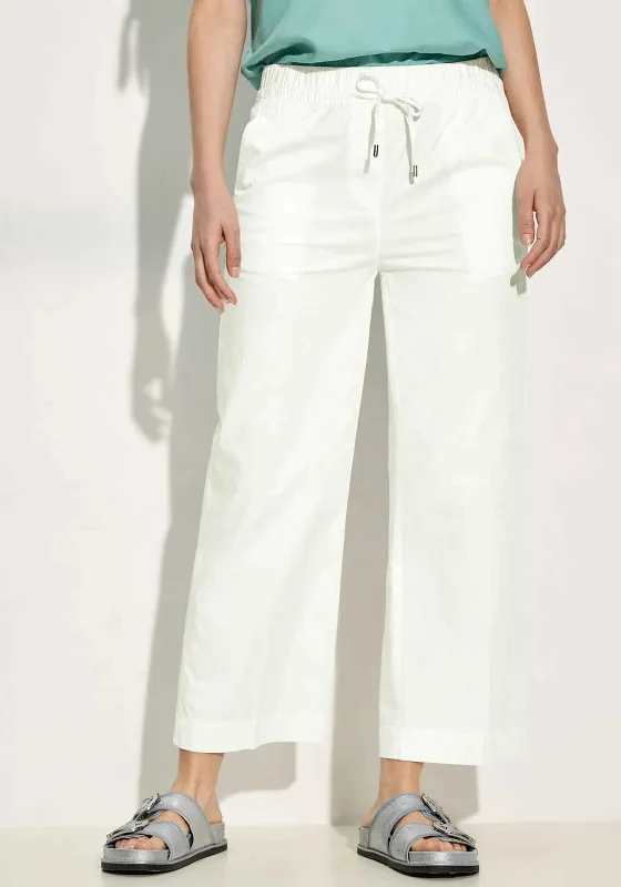 Cecil Loose Fit 7/8th Trousers, Vanilla White Trousers Seasonal Trendy