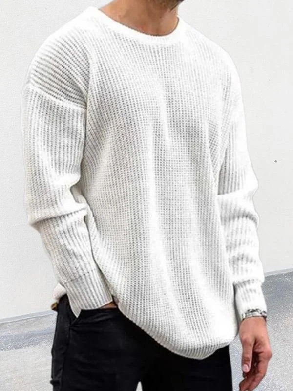 Loose Round Neck Men Pullover Sweater Anti-Pilling Anti-Shrink Durable