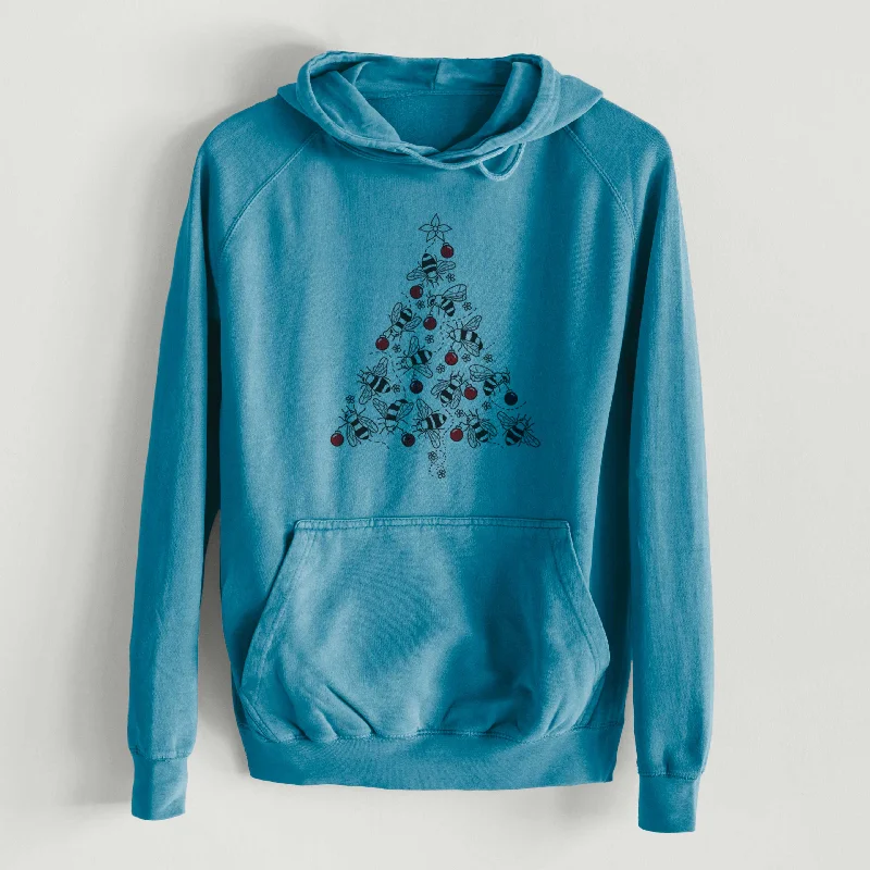 Christmas Tree of Bees  - Mid-Weight Unisex Vintage 100% Cotton Hoodie Hoodie with Hem Contrast Bold Stylish