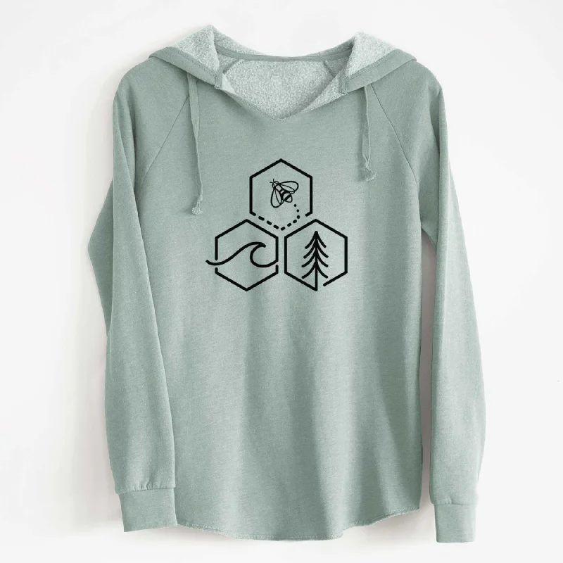 Bee-Sea-Tree Triptych - Cali Wave Hooded Sweatshirt Hoodie with Slim Fit Tailored Modern