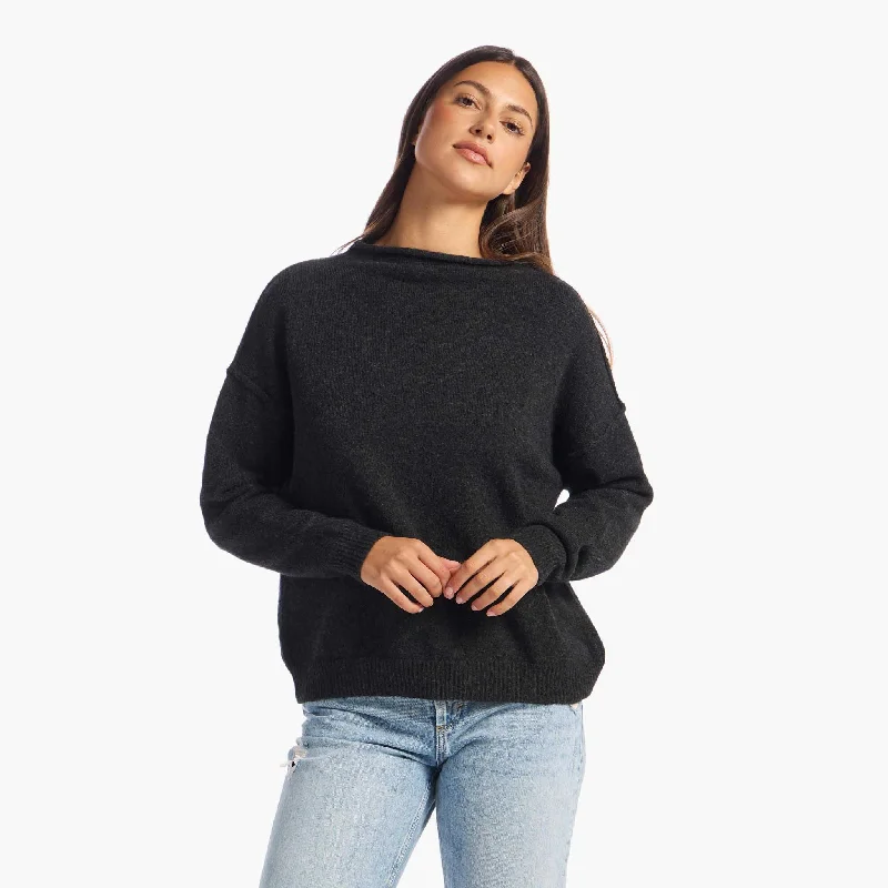 Cozy Knit Mock Neck Sweater | Black Spandex Rayon Corduroy