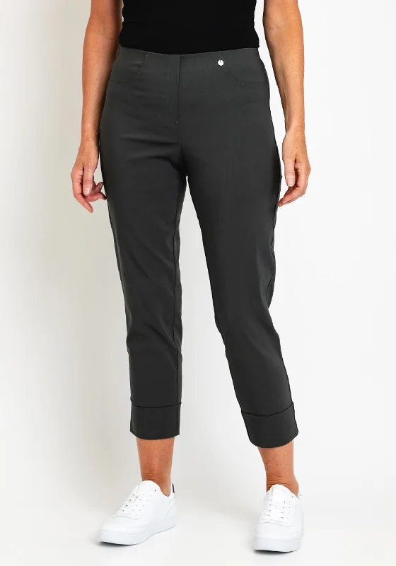 Robell Bella 09 Turn Up Ankle Grazer Trousers, Deep Forest Green Trousers Wedding White