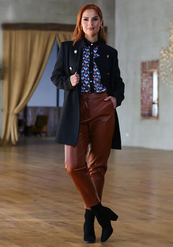 Rant & Rave Lina Fauz Fur Leather Trouser, Tan Trousers Chinos Classic
