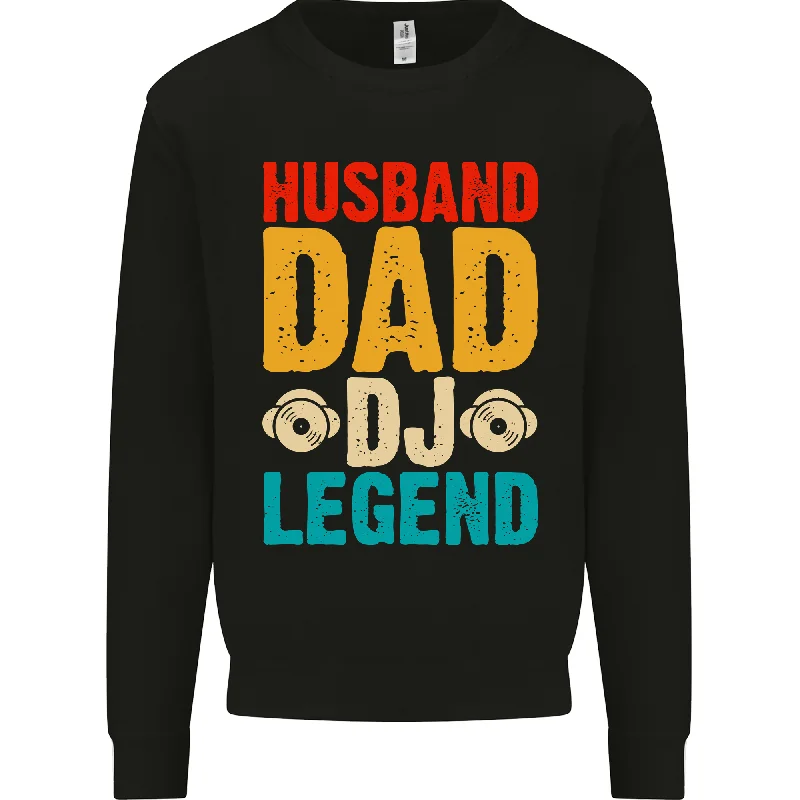 Husband Dad DJ Legend Fathers Day Mens Sweatshirt Jumper Hoodie with Pastel Soft Subtle
