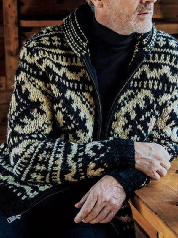 Jacquard Knitted Men Cardigan Sweater Wool Fabric Cashmere Fabric Tweed Fabric