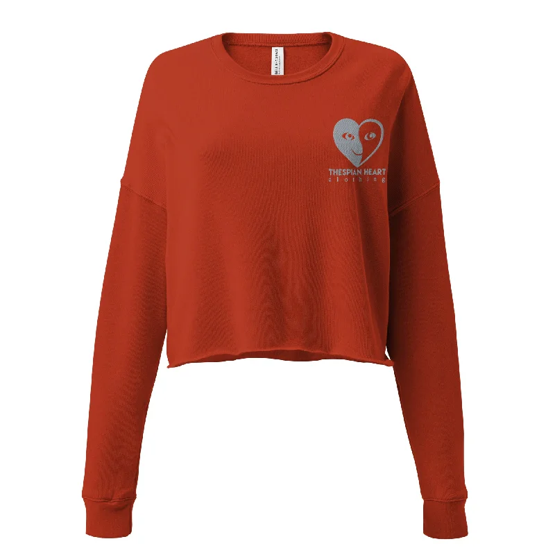 Thespian Heart Logo - Embroidered Crop Top Sweatshirt Crop Top Seamless Stretchy