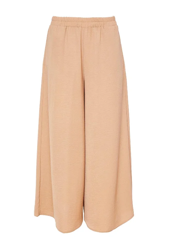 Naya Elastic Waist Wide Leg Trouser, Tan Trousers chic fashionable