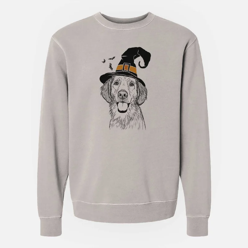 Witch Riley the Golden Retriever - Unisex Pigment Dyed Crew Sweatshirt Hoodie with Pastel Soft Subtle